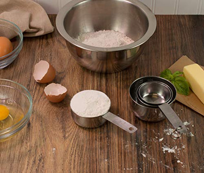 Mrs. Anderson’s Baking Measuring Cups, Engraved Measurements for Liquid or Dry Ingredients, Stainless Steel, 4-Piece Set - size: 4-Piece Set, Standard