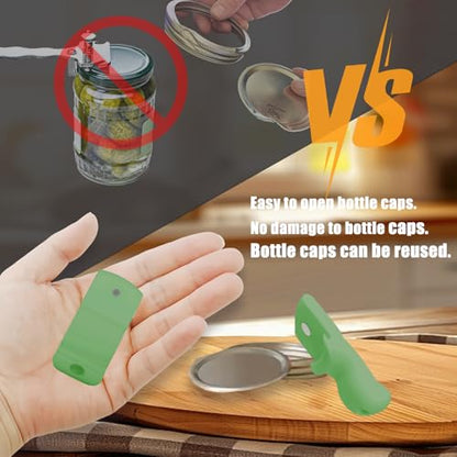 Mason Jar Opener and Canning Tool, Compatible with Mason Jar Lids, Releases Vacuum Seal on Wide Mouth and Regular Mouth, Magnetic Lid Lifter for Canning, Pickling (dark green) - color: Dark Green