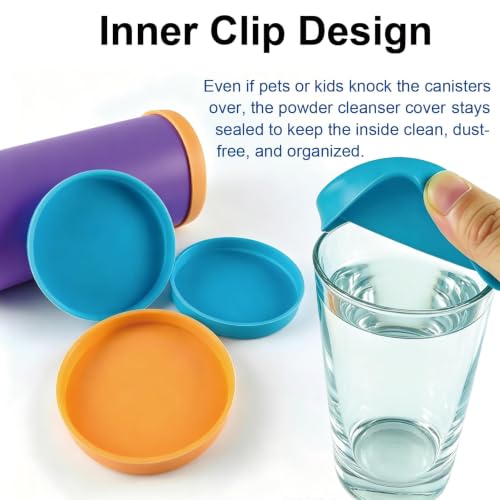 4 Pack Silicone Powder Cleanser Lids, Compatible with Bar Keepers Friend, Comet, Ajax Powder Cleanser 12oz & 21oz, Silicone Cover for Cleaning Powder Moisture Resistance, Reusable Silicone Lid