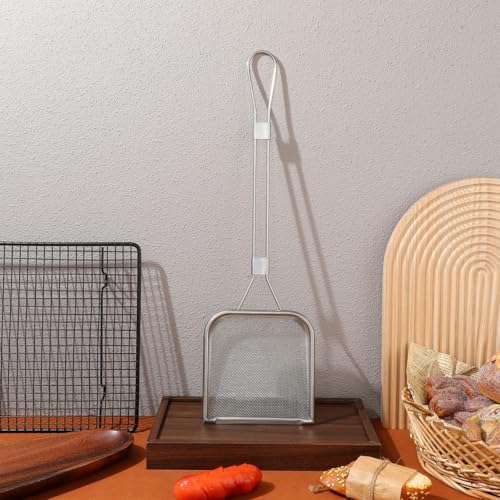Stainless Steel Skimmer Spoon 16.92In Fine Mesh Oil Skimmer Ladle for Cooking Frying Hot Pot Fat Strainer Kitchen Utensil with Hanging Hole