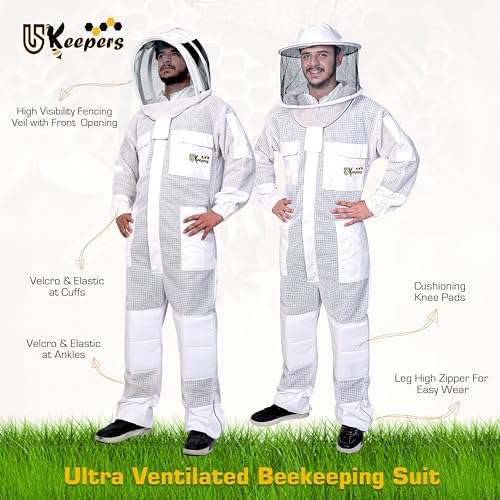 3-Layer Ultra Ventilated Sting Proof Bee Suit for Men & Women – Premium Beekeeping Suit with Bee Gloves & Two Detachable Beekeeping Veils (White 2XL) - color: White, size: XX-Large