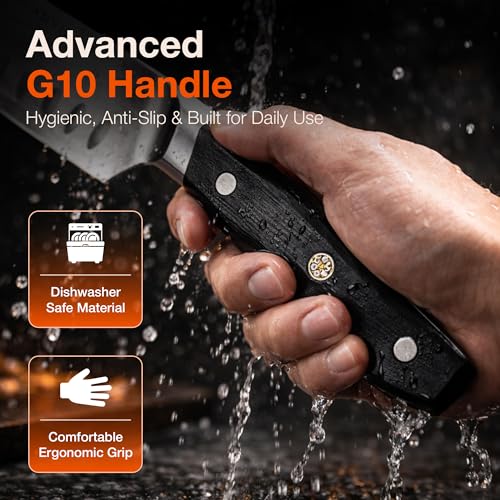 ARVELLO Santoku Knife - 7-Inch Japanese-Style All Purpose Knife for Home Cooks & Professional Chefs - German High Carbon Stainless Steel Blade, Full Tang, G10 Handle, Ultra-Sharp Edge