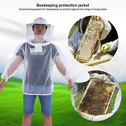 Beekeeping Jacket, Transparent Beekeeping Protective Suit with Hooded Veil, Ventilated Bee Jacket for Professional Beginner Apiarist