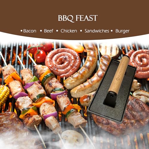 Burger Press Smash Burger Press for Blackstone Griddle Heavy Duty Cast Iron 8.5"X4.3" Rectangular Grill Press Bacon Press with Wood Handle and Silicone Protective Cover - size: Cast Iron Rectangle