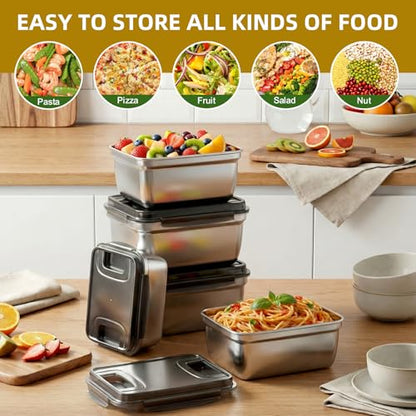 Extra Large Stainless Steel Food Container with Airtight Lid, 250 OZ Giant Metal Storage Box, Heavy Duty 304 Meal Prep Pan for Marinating Meat, Turkey, kimchi. - size: 7500ML/250OZ