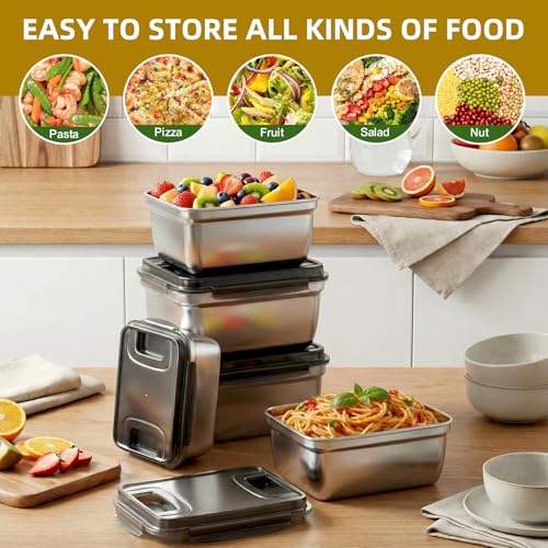 Extra Large Stainless Steel Food Container with Airtight Lid, 500 OZ Giant Metal Storage Box, Heavy Duty 304 Meal Prep Pan for Marinating Meat, Turkey, kimchi. - size: 15000ML/529OZ