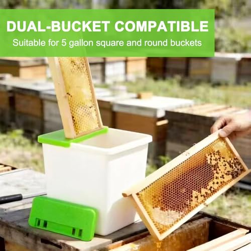 HIMO 2 Pcs Green Honey Uncapping Tank Holder, Spacious Beekeeping Rack Compatible with 5 Gallon Square and Round Buckets, Beekeeping Honeycomb Scraper Tool with Sturdy Support - color: Green-2pcs