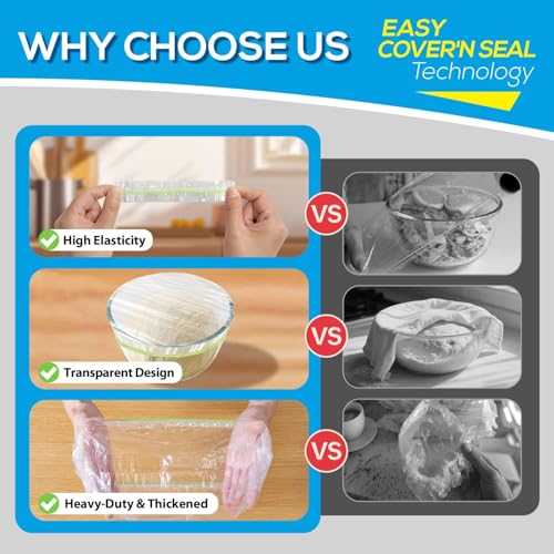 200PCS 10Inch Bowl Covers for Sourdough Bread Proofing | Outdoor Picnics,BPA-Free Plastic,Elastic Stretch Food Storage Lids,Meal Prep,Fresh Keeping,Shower Cap,Hair Deep Conditioning - color: 10Inch-200pcs