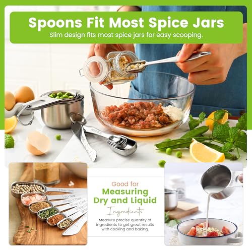 Spring Chef Stainless Steel Measuring Cups and Spoons Set of 14 with Leveler, Nesting Kitchen Metal Measuring Cups and Spoons Set for Dry and Liquid Ingredients, Perfect for Cooking & Baking - style: Cups & Spoons - Set of 14