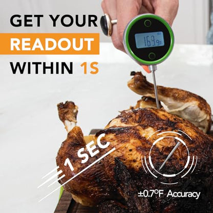 ChefsTemp Pocket Pro 1-Second Instant Read Digital Meat Thermometer Rechargeable for Grilling, Food, BBQ, Kitchen Cooking, Oil Deep Frying & Candy (Lime Zest) - color: Lime Zest