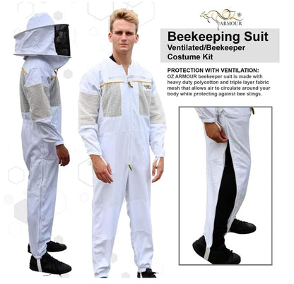 Beekeeping Suit Ventilated/Beekeeper Costume Kit with 2 Hoods Fencing/Folding & Round Brim Hat (XX-Large) - size: XX-Large