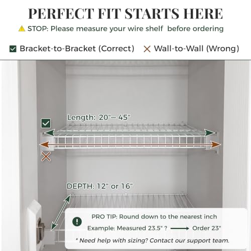 Solid Pine Wire Shelf Covers, 16" D x 24" L, Tool-Free Pantry Rack