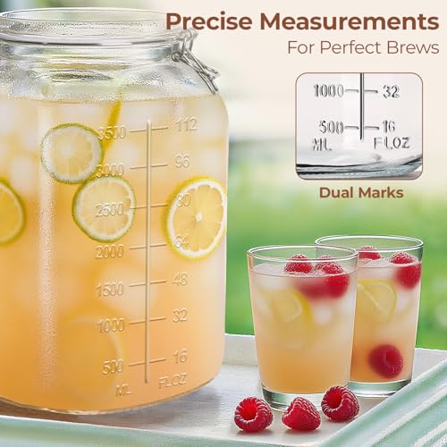 ComSaf Large Square Glass Jars with Airtight Lid 1 Gallon 2 Pack Wide Mouth | Flour sugar rice, Kombucha, Bulk pantry organization, Measurement marks, Pickling fermenting, Snacks, Sourdough pickling - size: 1.1 Gal*2-Wide Mouth
