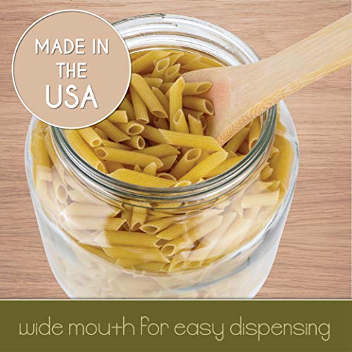 kitchentoolz 6 Pack-Half Gallon Glass Mason Jar Wide Mouth with Airtight Metal Lid -Fermenting Kombucha Kefir - Curing Pickling, Storing and Canning - BPA-Free Dishwasher Safe, Made in USA - color: White Lid