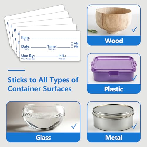 2"x1" Instantly Dissolvable Food Labels Roll 200 Pcs, Fast Dissolve in 30 Sec, Zero Residue, Risepekt Removable Freezer Labels for Food Storage Containers, Perfect for Jar Bottles Glass Metal Plastic - color: Dissolvable Food Labels