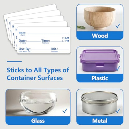 2"x1" Instantly Dissolvable Food Labels Roll 200 Pcs, Fast Dissolve in 30 Sec, Zero Residue, Risepekt Removable Freezer Labels for Food Storage Containers, Perfect for Jar Bottles Glass Metal Plastic - color: Dissolvable Food Labels