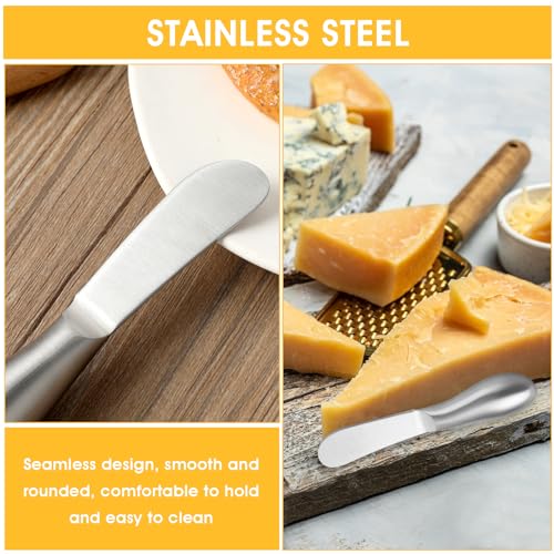 Dimeho 2 Pcs Butter Knife Little Cheese Spreader Knives Stainless Steel Spreader Knife Set Cocktail Knives for Condiments Cheese Charcuterie Board Jam Pastry making and Other Kitchen Daily - color: silver