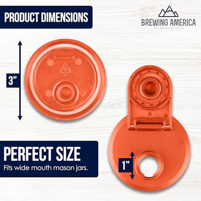 Mason Jar Lids Wide Mouth Plastic 4 Pack - With Flip Cap Screw Top Pouring Spout and Drink Hole - Fits Kerr and Ball Canning Jars - Wet/Dry Food and Liquid Storage - MADE IN USA (Orange) - color: Orange