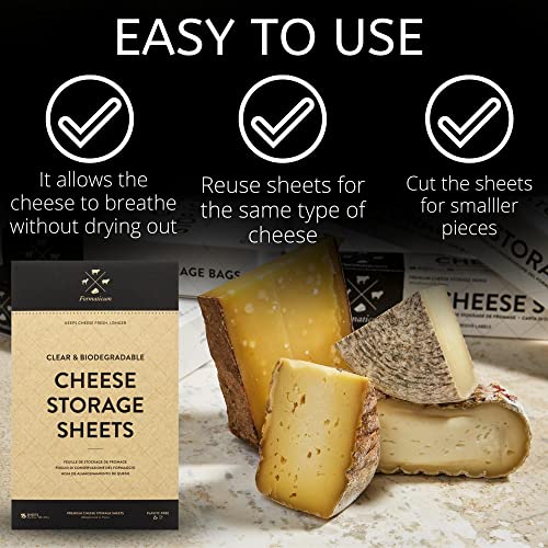 Formaticum Cheese Storage Sheets - Cheese Saver from France- Professional Earth Friendly Transparent Cheese Wrap - Cheese Sheet Savers of wood-based cellulose fibers - Clear 60 Sheets with 9" x 12" - size: 60 Sheets (4 Boxes)