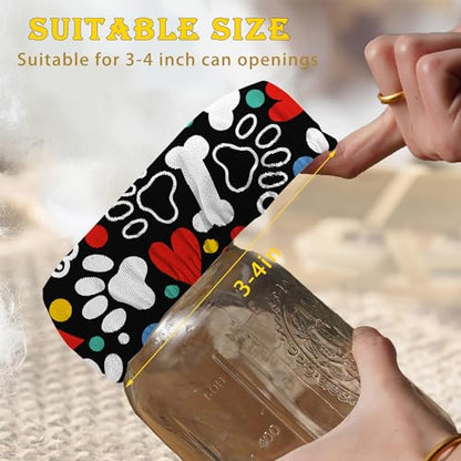 Sourdough Starter Jar Cloth Covers, Dog Paw Heart Gifts for Women Baker 5 Pack Kit Stretchy Cloth Bowl Lids Fits Jar Mouth Ranging 3"- 4" Inches - color: Dog Paw Heart