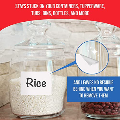 MESS Reusable Kitchen Labels - White Dry Erase, 3x4 in, 48-Pack - Erasable Organizing Stickers for Fridge & Freezer - size: 3x4", style: White