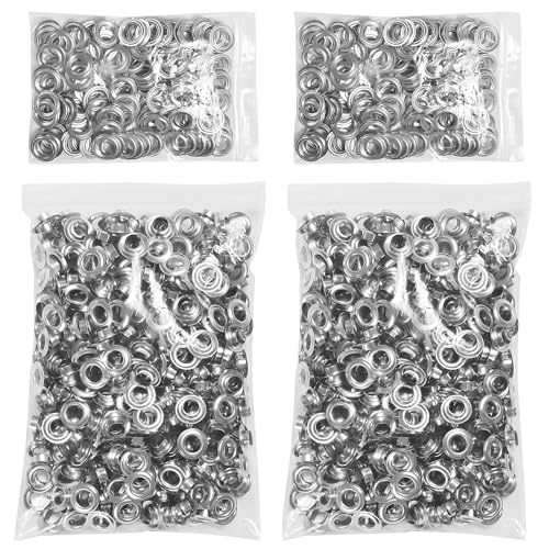 KING PIECES 2000pcs Grommets 1/2 Inch (12mm) Washers and Grommets Kit for Grommet Tool, Banner & Posters Metal Grommets Eyelets for Fabric Clothes Leather Belt Punching - color: Silver, size: 2000pcs 1/2 Inch