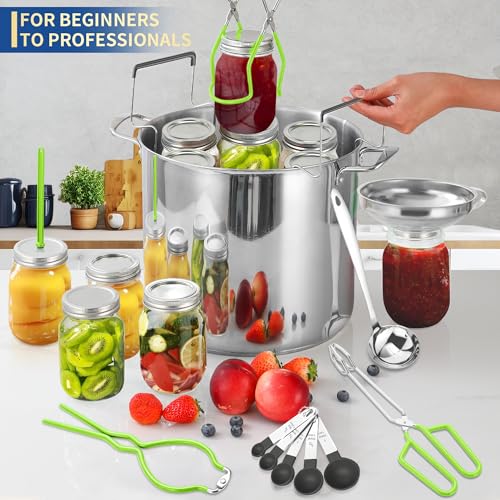 Gemfino Canning Supplies Starter Kit with Canning Rack,Canning Kit for Beginners - color: Neon Green