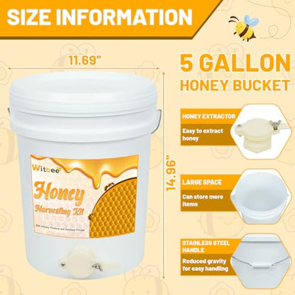 witbee 2 Pack 5 Gallon Honey Bucket with Leak-Proof Gate & Airtight Lid – Complete Beekeeping Starter Kit for Efficient Honey Harvesting, Extracting, and Bottling - size: 2 Pack