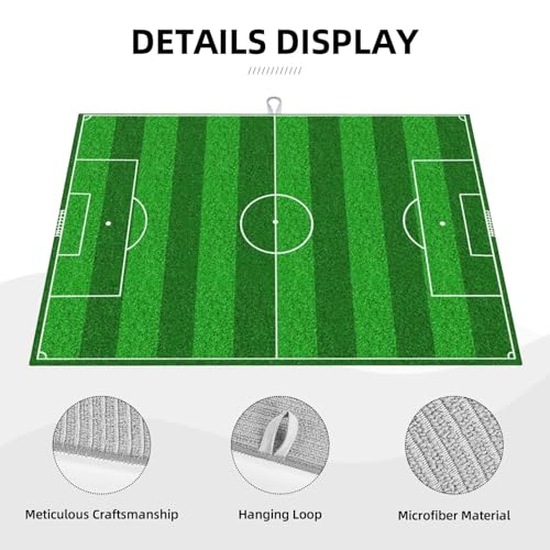 Soccer Field Dish Drying Mat for Kitchen Counter 18 x 24 inch Soccer Dish Drainer Rack Mats with Hanging Loop Football Dishes Drainer Pads Green Pitch Print Drying Pad for Cafe Bar Countertop - color: Dark Green