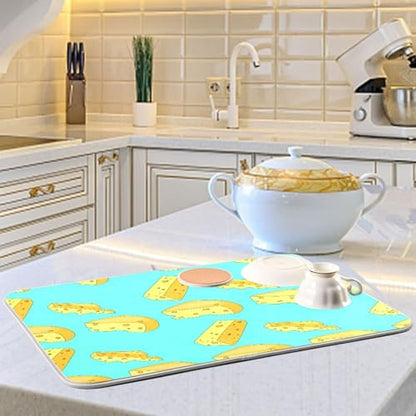 Qilmy Cheese Dish Drying Mat Absorbent Reversible Dish Drainer Pad Tableware Mat for Kitchen Counter Home Decoration, 18 x 24 Inch - size: 18 x 24 Inch
