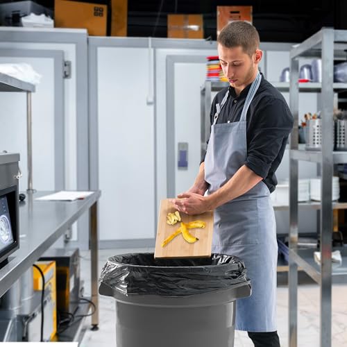 PRO&Family Commercial Round Trash Can, Ingredient Bin, Heavy-Duty Plastic, Anti-Static, Kitchen, Office, Outdoor Use (Gray, 32 Gallon) - color: Gray, size: 32 Gallon