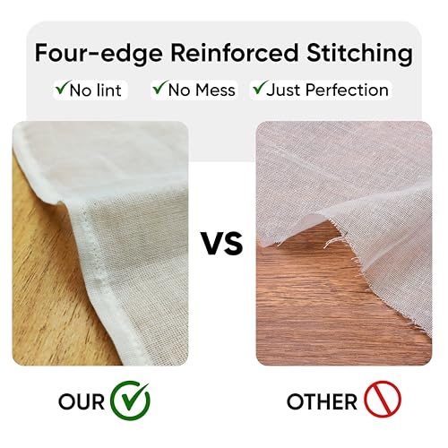 100% Unbleached Cheese Cloths – 4 Pcs Precut 20x20 inch Hemmed Reusable Cheesecloth for Straining - Grade 100 Organic Cheese Cloth - Ultra Fine Muslin Cloth for Juicing Brewing Baking Turkey - size: 20x20 inch 4 Pcs