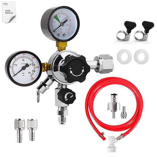 0-120PSI Soda Regulator CO2 Regulator 5.5ft 5/16 Co2 Gas Line Tubing for Kegerator Assembly