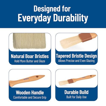SPARTA Kitchen Basting Brush – 4037200 Basting Brush for Cooking Flat Boar Bristle Brush, Hardwood Handle for Kitchens, Restaurants, Catering, High Heat Food Prep, 1in, Pack of 12 - size: 1" Wide Flat Brush