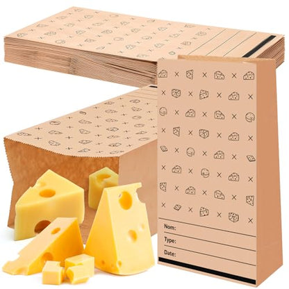 MotiMind 30 Packs Cheese Storage Bags for Refrigerator 10.6 x 6 Inches Cheese Paper Bags, Sandwiches, Wrapping (Yellow)