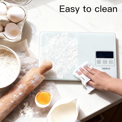 AZEUS Food Scale with USB Rechargeable, Digital Kitchen Scale with 6 Units, High Precision to 0.04 oz /11lbs Capacity, Weight Range from 3g-5000g - color: White