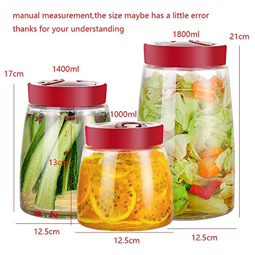 Tvoip Modern Fermenting Seal Storage Jar Transparent Glass Jars with Lid Kit/Honey Jam Fruit Cans Pickle Side Dish Tanks Tea Bottle Accessories (61OZ(1800ML)) - color: 61OZ(1800ML)