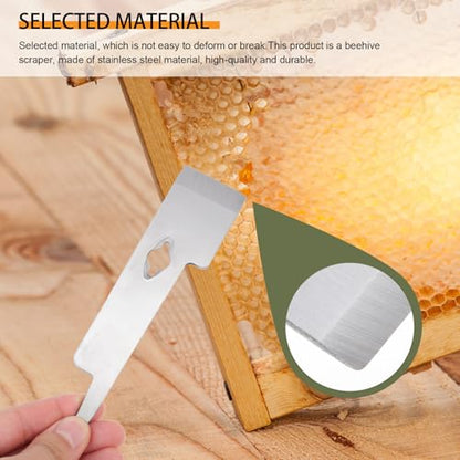 Stainless Metal Beehive Scraper and Beekeeping Lifter Tool for Hive Maintenance, Curved Durable Hive Frame Scraping Equipment for Beekeepers