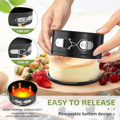 ZeroPone 4 Inch Mini Springform Pan, Non-stick Cheesecake Pan, Spring Form Pans for Baking, Springform Pans with Removable Bottom, Round Cake Pans, Small Cake Mold for Mini Cheesecake Pizza - size: 4 Inch