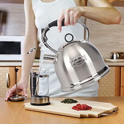 Tea Kettle for Stovetop, Food Grade Stainless Steel Water Kettle, Tea Pot for Home & Kitchen, 3.0 Qt - color: Silver
