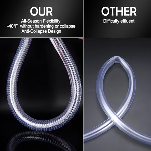 8.2FT 1" Heavy Duty Gas Siphon Hose, Self-Priming Fuel Transfer Pump | Jiggler Siphon with Brass Valve & Metal Clamp, Transfer Hose for Gasoline, Fish Tank Water Changes, Boats, ATVs & Tractors - size: 1"ID x 1Pcs