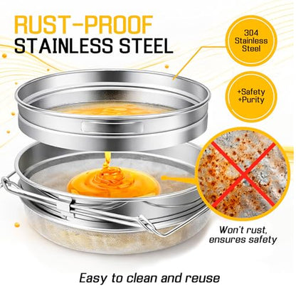 SunVara Parent Honey Strainer Filter Honey Filter 2 Piece Honey Double Strainer Honey Extractor Equipment (Strainer Filter) - style: Strainer Filter