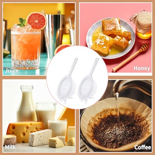 VRUIFA 2PCS Plastic Fine Mesh Strainer, Nylon Ultra Strainer for Juice, Coffee, Honey, Milk, Nut Milk with Handle (120+200Mesh)