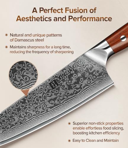 XINZUO Chef Knife 8.3 Inch, VG-10 Super Stainless Steel Gyuto Knife for Professional Chefs and Home Cooking, Ultra Sharp Kitchen Knife with Rosewood Handle - Yu Series - size: 8.3 inch Chef Knife