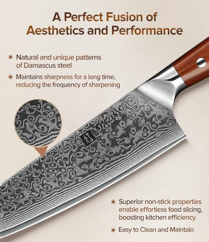 XINZUO Chef Knife 8.3 Inch, VG-10 Super Stainless Steel Gyuto Knife for Professional Chefs and Home Cooking, Ultra Sharp Kitchen Knife with Rosewood Handle - Yu Series - size: 8.3 inch Chef Knife