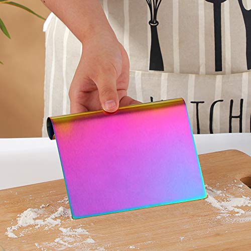 Stainless Steel Multifunctional Flour Scraper Mirror Polished Cake & Pizza Cutter Dough & Pastry Cutter Baking Scale Scraper & Butter Knife With Scale Pastry Bread Separator Rainbow - color: Rainbow
