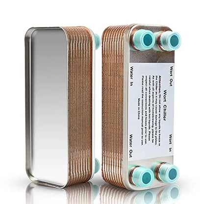 AIZYR 20/30/40 Plates Heat Exchanger Wort Chiller, Stainless Steel Beer Wort Chiller Cooler with Copper Homebrew Beer Cooler Tools,20 Plates - color: 20 Plates