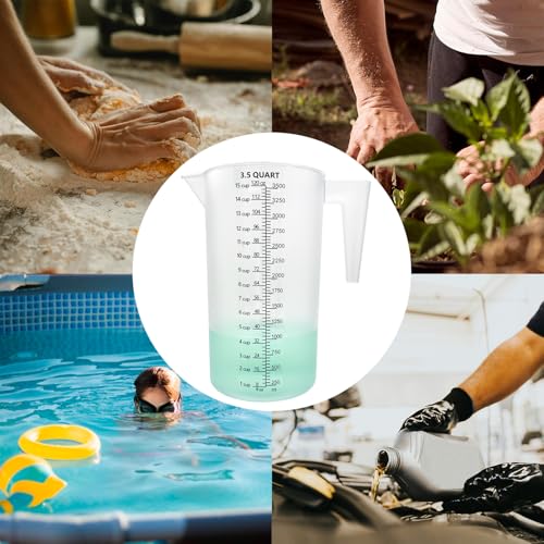 Plastic Measuring Cup with Handle, Pool Chemical Measuring Cup, Plastic Measuring Pitcher for Liquid Mixing, Pouring, Lawn Care, Pet Food, Motor Oil, Laboratory and More (120, Fluid Ounces, 3500ml) - size: 120 fl oz