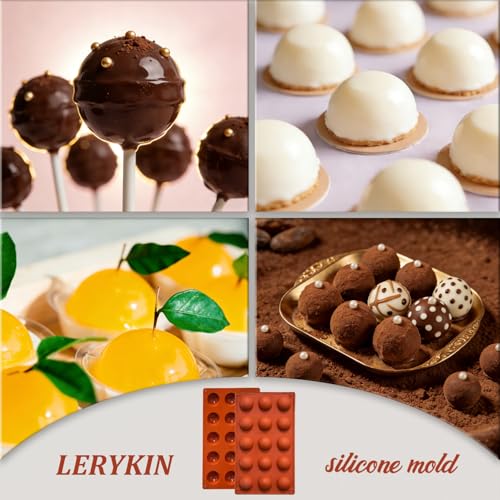 Lerykin Small 15-Cavity Semi Sphere Silicone Molds Non-Stick,2 Packs Half Sphere Silicone Baking Molds for Making Jelly, Chocolates and Cake - color: 15 Small ( 2 Pack )