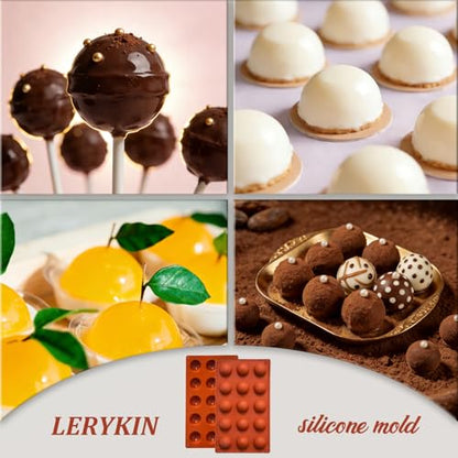 Lerykin Small 15-Cavity Semi Sphere Silicone Molds Non-Stick,2 Packs Half Sphere Silicone Baking Molds for Making Jelly, Chocolates and Cake - color: 15 Small ( 2 Pack )